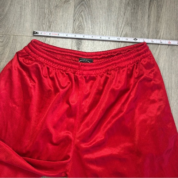 Vintage Barcode Shorts Mens XL Red Mesh New York Patch Basketball Russia Baggy - Picture 9 of 10